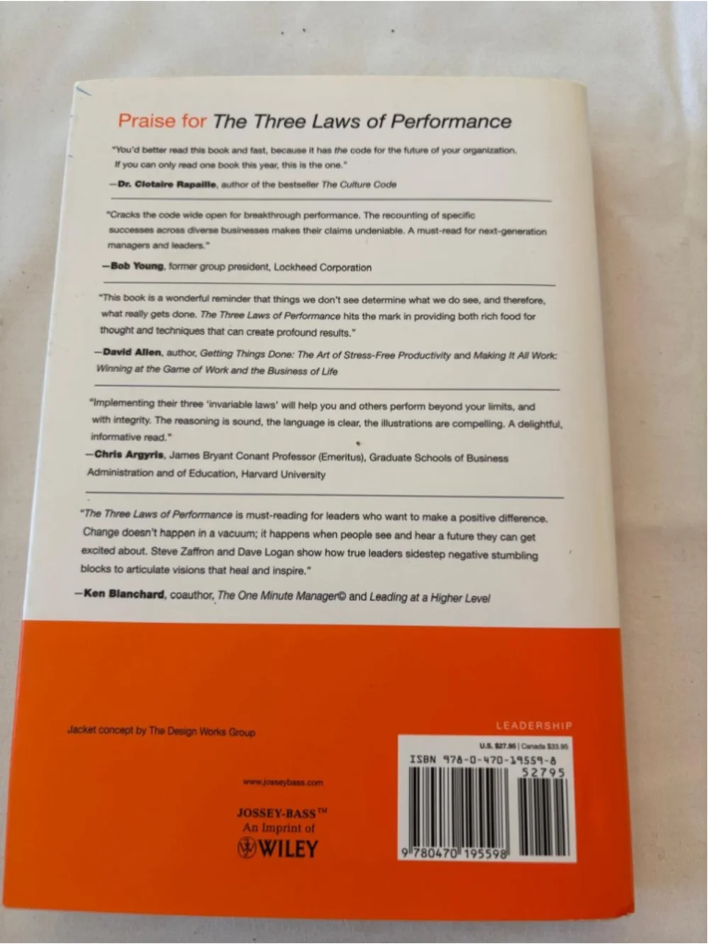 The Three Laws of Performance Book by Steve Zaffron & Dave Logan #E99